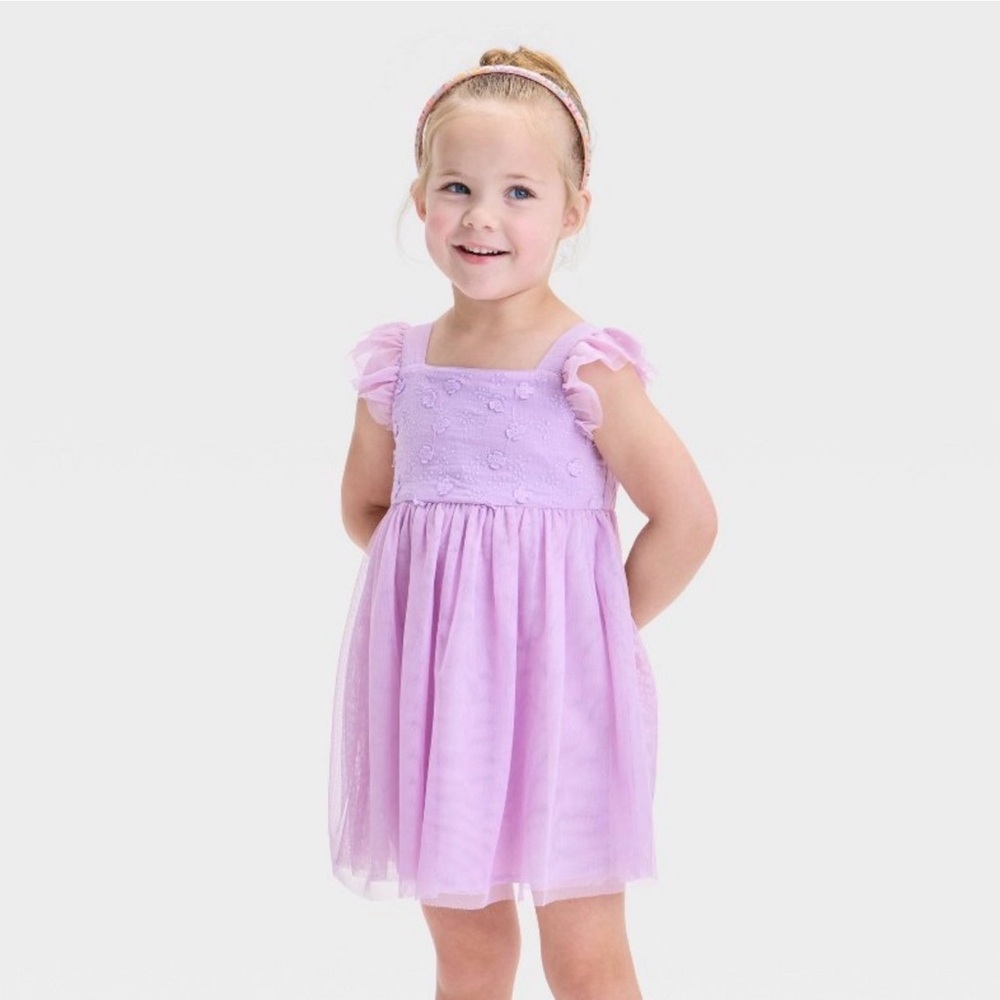 Cat & Jack Lilac Embroidered Tulle Dress size 5T